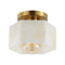 Tessa 8" 1-Light Modern Contemporary Alabaster/Iron Hexagonal LED Semi Flush Mount