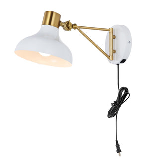 Lynn 15" Swing Arm Modern Midcentury Iron USB Charging Port LED Sconce - JONATHAN Y