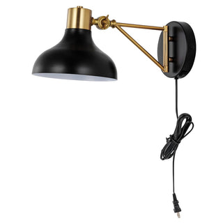 Lynn 15" Swing Arm Modern Midcentury Iron USB Charging Port LED Sconce - JONATHAN Y