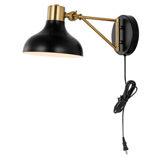 Lynn 15" Swing Arm Modern Midcentury Iron USB Charging Port LED Sconce - JONATHAN Y