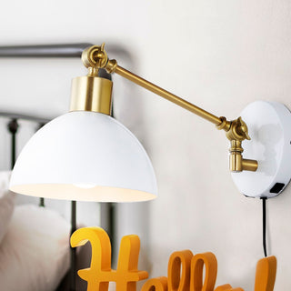 Lisa 18" Swing Arm Modern Midcentury Iron USB Charging Port LED Sconce - JONATHAN Y