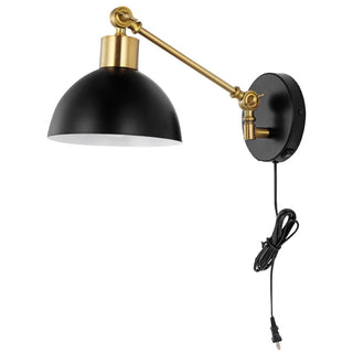 Lisa 18" Swing Arm Modern Midcentury Iron USB Charging Port LED Sconce - JONATHAN Y
