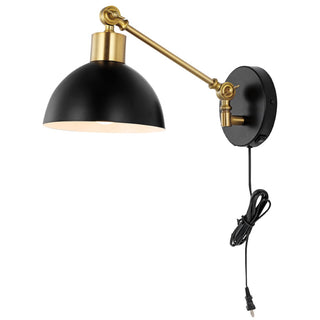 Lisa 18" Swing Arm Modern Midcentury Iron USB Charging Port LED Sconce - JONATHAN Y