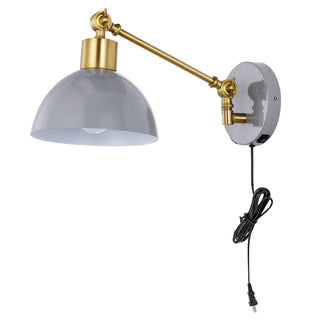 Lisa 18" Swing Arm Modern Midcentury Iron USB Charging Port LED Sconce - JONATHAN Y