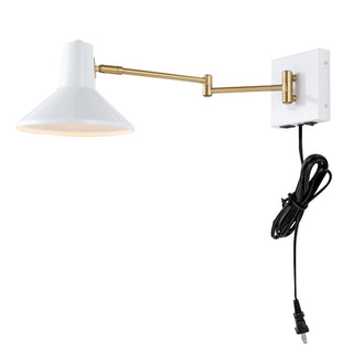 Hygge 16" Swing Arm Modern Midcentury Iron USB Charging Port LED Sconce - JONATHAN Y