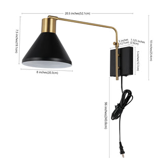 Max 20.5" Swing Arm Modern Midcentury Iron USB Charging Port LED Sconce - JONATHAN Y