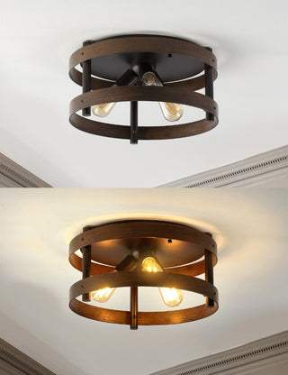 Cooper 16"  Farmhouse Industrial Iron LED Flush Mount - JONATHAN Y