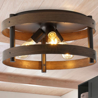 Cooper 16"  Farmhouse Industrial Iron LED Flush Mount - JONATHAN Y