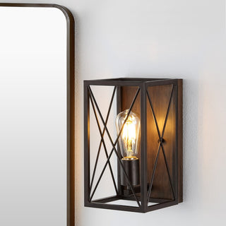 Norris X-Frame 6" Farmhouse Rustic Iron LED Sconce - JONATHAN Y