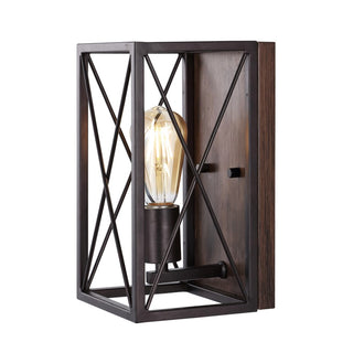 Norris X-Frame 6" Farmhouse Rustic Iron LED Sconce - JONATHAN Y