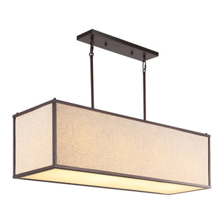 Cole 42" Minimalist Industrial Rectangular Linen Iron Linear LED Pendant - JONATHAN Y