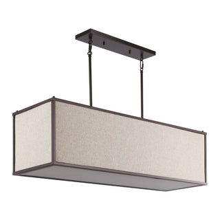 Cole 42" Minimalist Industrial Rectangular Linen Iron Linear LED Pendant - JONATHAN Y