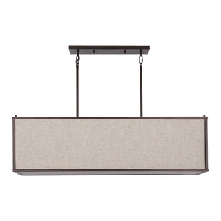 Cole 42" Minimalist Industrial Rectangular Linen Iron Linear LED Pendant - JONATHAN Y