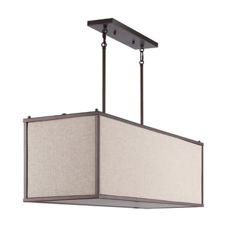 Cole 42" Minimalist Industrial Rectangular Linen Iron Linear LED Pendant - JONATHAN Y