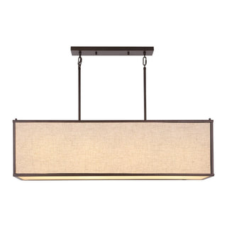 Cole 42" Minimalist Industrial Rectangular Linen Iron Linear LED Pendant - JONATHAN Y
