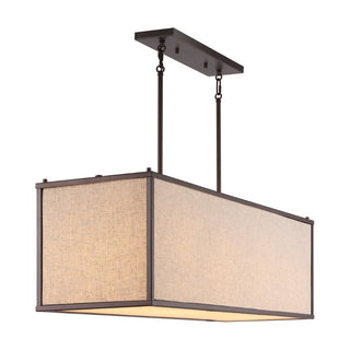 Cole 42" Minimalist Industrial Rectangular Linen Iron Linear LED Pendant - JONATHAN Y