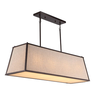 Crosby 42" Minimalist Industrial Trapezoidal Linen Iron Linear LED Pendant - JONATHAN Y