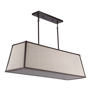 Crosby 42" Minimalist Industrial Trapezoidal Linen Iron Linear LED Pendant - JONATHAN Y