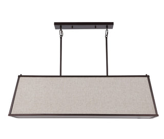 Crosby 42" Minimalist Industrial Trapezoidal Linen Iron Linear LED Pendant - JONATHAN Y