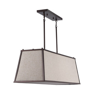 Crosby 42" Minimalist Industrial Trapezoidal Linen Iron Linear LED Pendant - JONATHAN Y