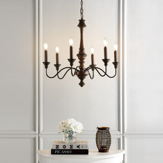 Oakley 25" Midcentury Farmhouse Iron LED Chandelier - JONATHAN Y