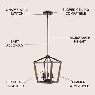 Oria 10" Iron Farmhouse Industrial Lantern LED Pendant