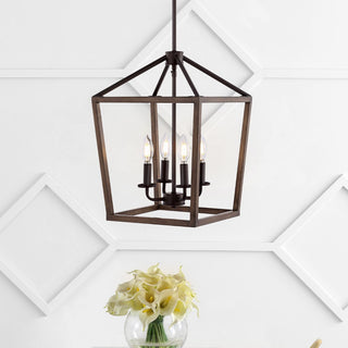 Oria 10" Iron Farmhouse Industrial Lantern LED Pendant - JONATHAN Y
