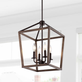Oria 10" Iron Farmhouse Industrial Lantern LED Pendant - JONATHAN Y