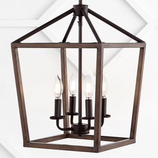 Oria 10" Iron Farmhouse Industrial Lantern LED Pendant - JONATHAN Y