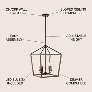 Oria 10" Iron Farmhouse Industrial Lantern LED Pendant