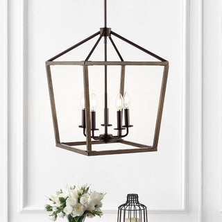 Oria 10" Iron Farmhouse Industrial Lantern LED Pendant - JONATHAN Y