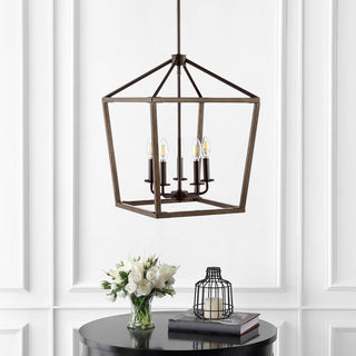 Oria 10" Iron Farmhouse Industrial Lantern LED Pendant - JONATHAN Y