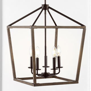 Oria 10" Iron Farmhouse Industrial Lantern LED Pendant - JONATHAN Y