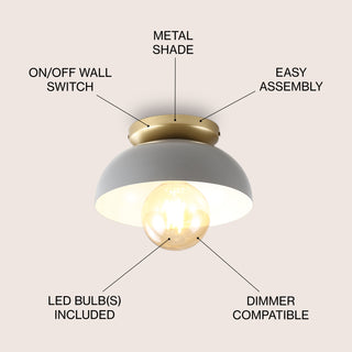 Paulina Classic Industrial Iron LED Flush Mount - JONATHAN Y