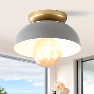 Paulina Classic Industrial Iron LED Flush Mount - JONATHAN Y