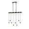 Rhys 40" 8-Light Vintage Industrial Driftwood Iron LED Linear Chandelier with Height Adjustable Bulbs