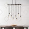 Rhys 40" 8-Light Vintage Industrial Driftwood Iron LED Linear Chandelier with Height Adjustable Bulbs