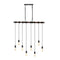 Rhys 40" 8-Light Vintage Industrial Driftwood Iron LED Linear Chandelier with Height Adjustable Bulbs