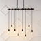 Rhys 40" 8-Light Vintage Industrial Driftwood Iron LED Linear Chandelier with Height Adjustable Bulbs