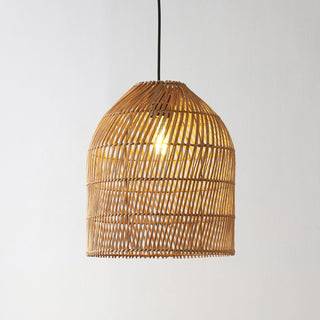 Koda 13" Farmhouse Coastal Bohemian Rattan 180" Cord Plug-In or Hardwired LED Pendant - JONATHAN Y