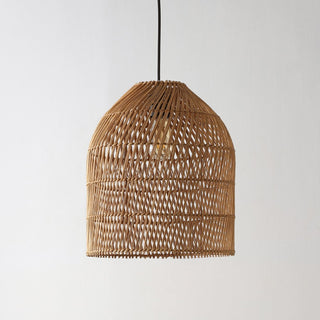 Koda 13" Farmhouse Coastal Bohemian Rattan 180" Cord Plug-In or Hardwired LED Pendant - JONATHAN Y