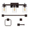 Liam 23.25" 3-Light Farmhouse Industrial Vanity Light with Bathroom Hardware Accessory Set