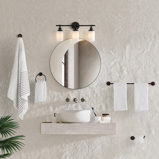 Egan 23.25" 3-Light Classic Cottage Vanity Light with Frosted Glass Shades and Bathroom Hardware Accessory Set - JONATHAN Y