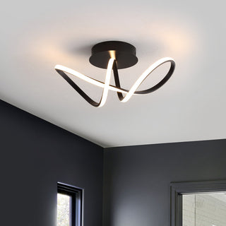 Chantelle 19.5" Modern Minimalist Aluminum Loop Integrated LED Semi Flush Mount - JONATHAN Y