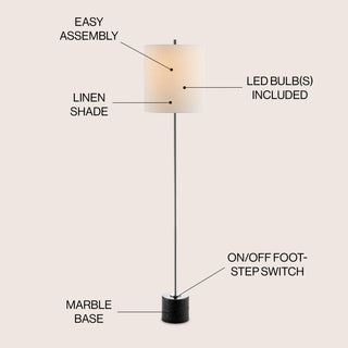 Levitt 60.5" Marble/Metal LED Floor Lamp - JONATHAN Y