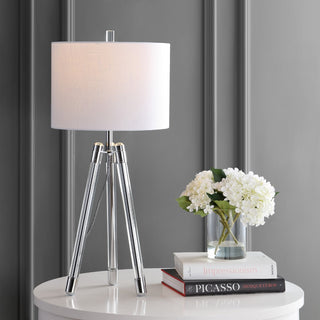 Wyman 30.5" Surveyor's Tripod Crystal/Metal LED Table Lamp - JONATHAN Y