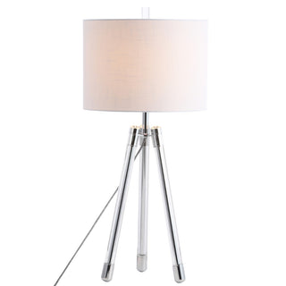 Wyman 30.5" Surveyor's Tripod Crystal/Metal LED Table Lamp - JONATHAN Y