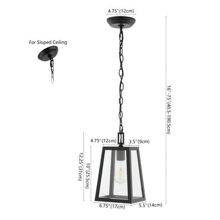 Glendale 6.75"  Farmhouse Industrial Iron/Glass Outdoor LED Pendant - JONATHAN Y