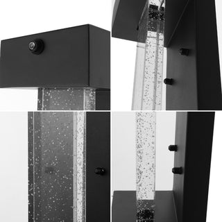 Miranda 5.13" Modern Industrial Iron/Glass Seeded Glass with Dusk-to-Dawn Sensor Integrated LED Outdoor Sconce - JONATHAN Y