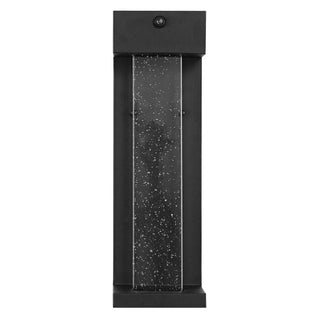 Miranda 5.13" Modern Industrial Iron/Glass Seeded Glass with Dusk-to-Dawn Sensor Integrated LED Outdoor Sconce - JONATHAN Y